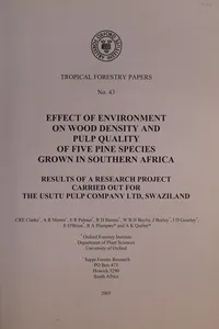 Effect of Environment on Wood Density and Pulp Quality of Five Pine