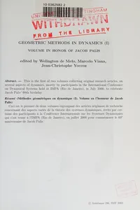 Geometric methods in dynamics