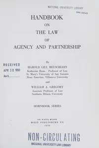 Handbook on the law of agency and partnership