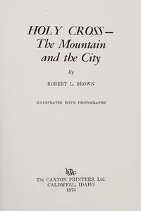 Holy Cross--the mountain and the city