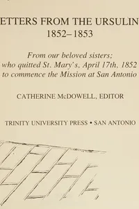 Letters from the Ursuline, 1852-1853