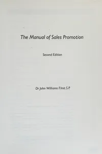 The manual of sales promotion