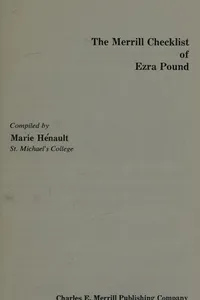 The Merrill checklist of Ezra Pound
