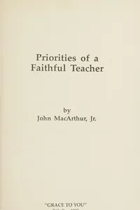 Priorities of a faithful teacher