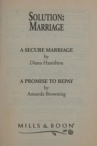Capa de Solution, Marriage por Diana Hamilton