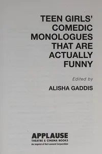 Cover of Teen Girls' Comedic Monologues That Are Actually Funny