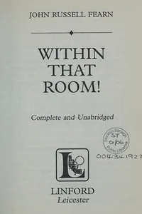 Cover of Within That Room! by Lauran Paine