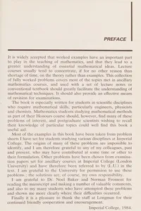 Worked examples in mathematics for scientists and engineers