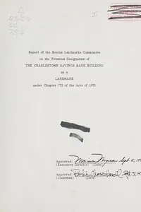 Report of the Boston Landmarks Commission on the potential designation of the Charlestown Savings Bank Building as a landmark under Chapter 772 of the Acts of 1975