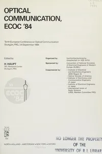 Optical communication, ECOC '84