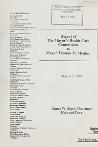 Report of the mayor's health care commission