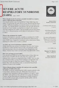 Severe acute respiratory syndrome (sars)