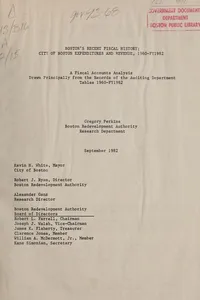 Boston's recent fiscal history; city of Boston expenditures and revenue, 1960-fy1982