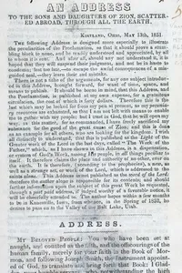 An address to the sons and daughters of Zion, scattered abroad, through all the earth [Francis Gladden Bishop]