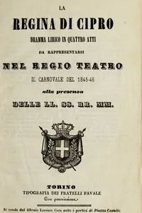 La regina di Cipro | dramma lirico in quattro atti