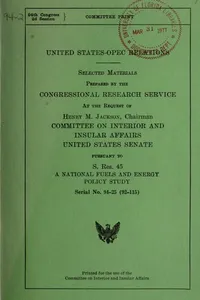 United States-OPFC relations, selected materials