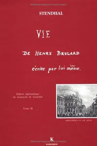 Capa de La Vida de Henry Brulard por Stendhal