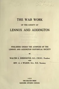 The war work of the county of Lennox and Addington