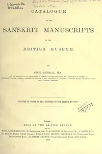 Catalogue of the Sanskrit manuscripts in the British museum