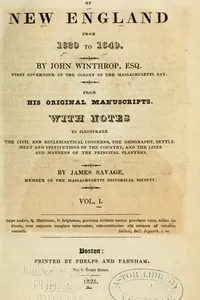 The history of New England from 1630 to 1649