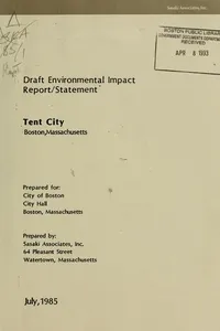 Tent city, Boston, Massachusetts - draft environmental impact report/statement