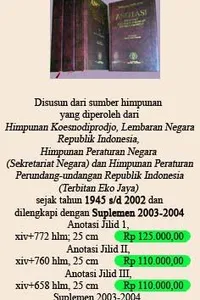 Anotasi peraturan perundang-undangan Republik Indonesia tahun 1945-2002