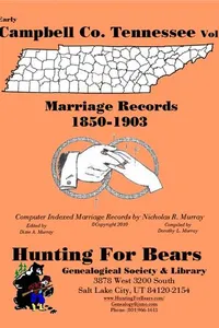 Cover of Early Campbell Co. Tennessee Marriage Records Vol 1 1798-2002 by Nicholas Russell Murray