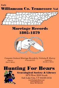 Cover of Early Williamson Co. Tennessee Marriage Records Vol 2 1804-1879 by Nicholas Russell Murray