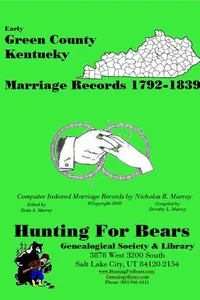 Cover of Early Green County Kentucky Marriage Records 1792-1839 by Nicholas Russell Murray