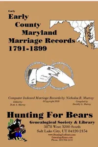 Cover of Early Early County Maryland Marriage Records 1791-1899 by Nicholas Russell Murray