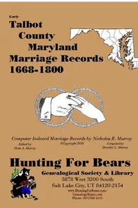 Cover of Early Talbot County Maryland Marriage Records 1668-1800 by Nicholas Russell Murray