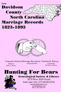 Cover of Early Davidson County North Carolina Marriage Records 1823-1893 by Nicholas Russell Murray