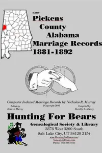 Cover of Early Pickens County Alabama Marriage Records 1881-1892 by Nicholas Russell Murray