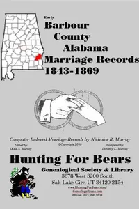 Cover of Early Barbour County Alabama Marriage 1843-1869 by Nicholas Russell Murray