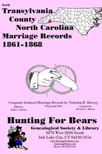 Cover of Early Transylvania County North Carolina Marriage Records 1861-1868 by Nicholas Russell Murray