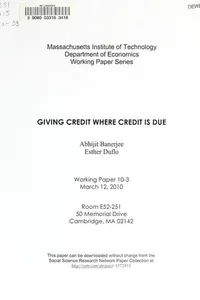 Giving credit where it is due