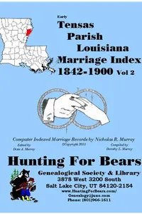 Cover of Early Tensas Parish Louisiana Marriage Records Vol 2 1842-1900 1850-1900 by Nicholas Russell Murray