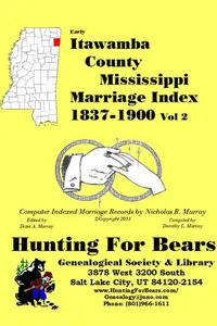 Cover of Early Itawamba County Mississippi Marriage Index Vol 2 1837-1900 by Nicholas Russell Murray
