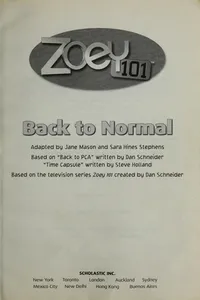 Cover of Back to Normal (Zoey 101 #5) by Jane B. Mason