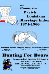 Cover of Cameron Par LA Marriage Index 1874-1900 by Nicholas Russell Murray