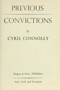 Cover of Previous convictions by Cyril Connolly