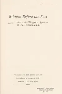 Cover of Witness before the fact by Elizabeth Ferrars