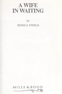 Cover of A Wife in Waiting by Jessica Steele