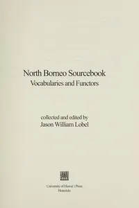 North Borneo sourcebook. Vocabularies and functors