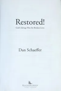 Restored!: Back to God's Original Plan
