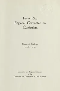 Cover of Porto Rico regional committee on curriculum