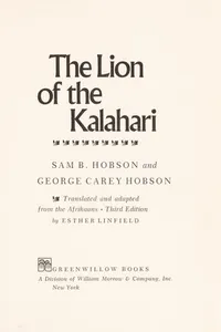 Cover of The lion of the Kalahari