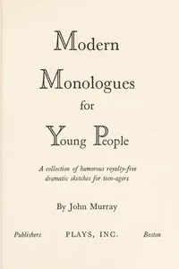 Cover of Modern monologues for young people
