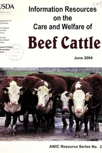 Information resources on the care and welfare of beef cattle