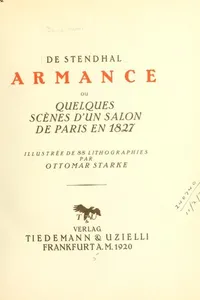 Capa de Armance por Stendhal